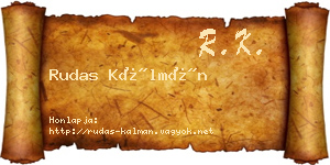 Rudas Kálmán névjegykártya
